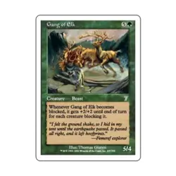 WOTC MtG 7th Ed Gang of Elk (U) (Foil) EX - Image 1
