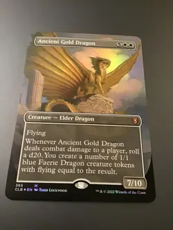 MTG Commander Legends Baldur's Gate #365 Ancient Gold Dragon Borderless Foil - Image 1