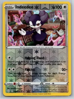 NM Indeedee 056/072 Reverse Holo Shining Fates Pokemon 2021 - Image 1