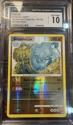Graveler Pokemon Card CGC 10 Gem Mint Reverse Holo Mysterious Treasures 51/123 - Image 1