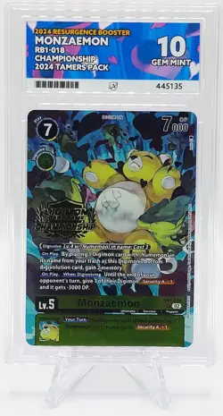 Monzaemon - RB1-018 Championship Gold Stamp - ACE Grade 10 - Digimon Card Game - Image 1