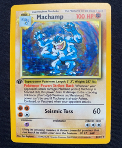 Machamp 1st Edition holo rare 1999 Pokemon Base Set card #8/102 (LP/MP) - Image 1