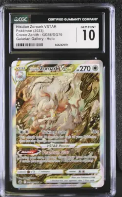 CGC 10 GEM MINT Hisuian Zoroark VSTAR Crown Zenith GG56/GG70 Holo Pokemon Card - Image 1