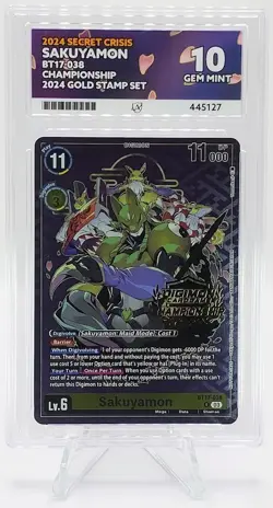 Sakuyamon - BT17-038 Championship Gold Stamp - ACE Grade 10 - Digimon Card Game - Image 1