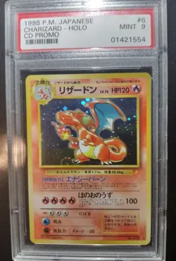 PSA 9 Charizard Holo CD Promo 006 Pokemon Card Japanese 1998 Mint - Image 1