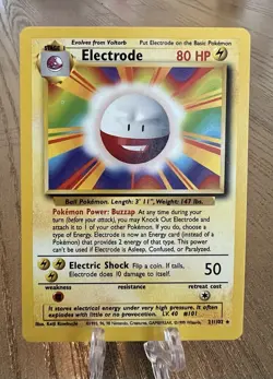 RARE Pokemon TCG Electrode Base Set 21/102 Regular Card - MP - Image 1