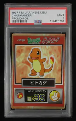 PSA 9 Pokemon Card Charmander Foil Japanese Meiji Get Card Promo 1997 - Image 1