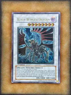Yugioh Black-Winged Dragon TSHD-EN040 Ultimate Rare 1st Ed DAMAGED - Image 1