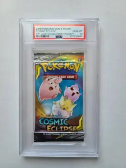 Pokemon Cosmic Eclipse PSA 10 GEM MINT Booster Pack 2019 Sun & Moon 10 Card Pack - Image 1