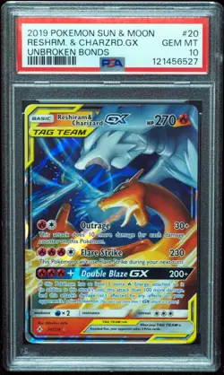 Charizard & Reshiram GX 20/214 PSA 10 Unbroken Bonds Pokemon Card - Image 1