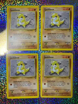 2000 Pokemon TCG Base Set 2 Regular Non-Holo 91/130 Sandshrew (x4) - Image 1