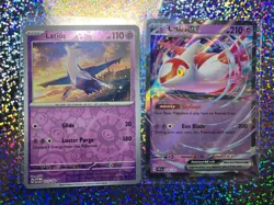 Pokemon TCG: Surging Sparks 076/191 Latias ex; Reverse Holo 073/182 Latios - Image 1