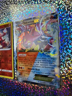 Pokemon: Promo XY173 Volcanion EX; Evolutions Reverse Holo 92/108 Fire Energy - Image 3