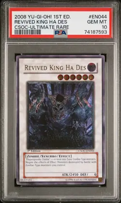 Revived King Ha Des Yugioh 2008 CSOC-EN044 Ultimate Rare 1st Edition PSA 10 - Image 1