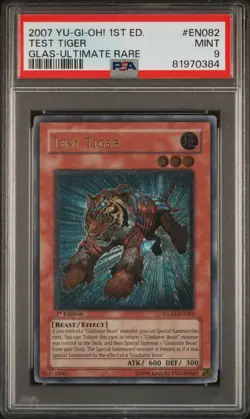 Test Tiger Yugioh 2007 GLAS-EN082 Ultimate Rare 1st Edition PSA 9 - Image 1