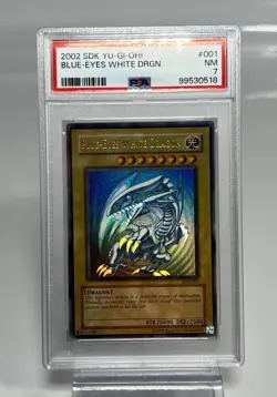 BLUE EYES WHITE DRAGON 2002 SDK YU-GI-OH YUGIOH CARD STRONG HOLO BLEED NM PSA 7 - Image 1