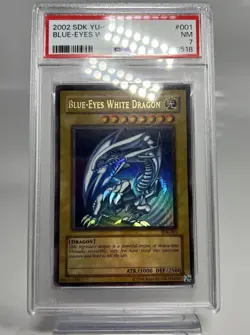 BLUE EYES WHITE DRAGON 2002 SDK YU-GI-OH YUGIOH CARD STRONG HOLO BLEED NM PSA 7 - Image 2