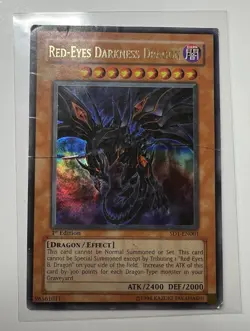 Yugioh Red-Eyes Darkness Dragon SD1-EN001 1st Ultra Rare - Damaged - Image 1