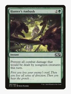 Hunter's Ambush #180 M15 Magic Card With Protective Sleeve - Image 1