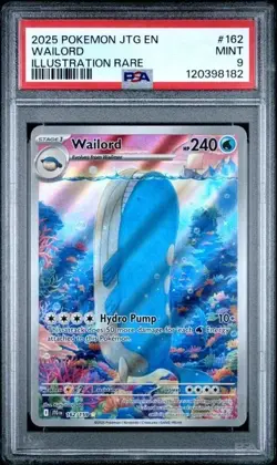 WAILORD # 162 2025 Pokemon Journey Together Illustration Rare PSA 9 Card MINT! - Image 1