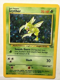 1999 Pokemon TCG Scyther 10/64 Jungle Set Holo Rare Card Vintage WOTC LP - Image 1