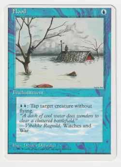 Miscut Flood LP 4th Edition MTG Magic Factory Error Misprint Alpha Cut Corners! - Image 1