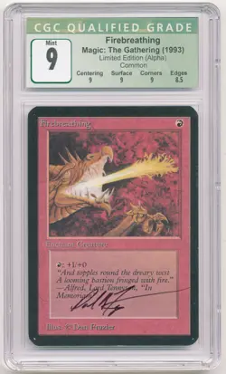 Graded Signed Firebreathing CGC Alpha Limited Artist Dan Frazier 1993 MTG Magic! - Image 1