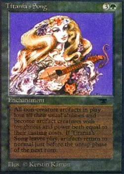 Heavy Play, English MTG Regular Titania's Song Antiquities Magic the Gathering - Image 1