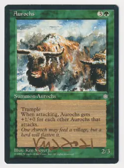 Gold Signed Aurochs HP Ice Age Artist Ken Meyer, Jr. 1995 WOTC MTG Magic Vintage - Image 1