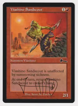 Signed Viashino Sandscout LP Urza's Legacy Artist Scott M Fischer 1999 MTG Magic - Image 1