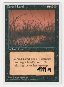 Signed Cursed Land LP 4th Edition Artist Jesper Myrfors 1995 MTG Magic Vintage! - Image 1