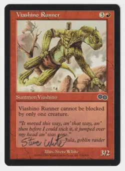 Signed Viashino Runner LP Urza's Saga Artist Steve White 1998 MTG Magic Vintage! - Image 1