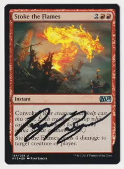 Signed FOIL Stoke the Flames Proof Sketch LP M15 Artist Ryan Barger MTG Magic AP - Image 2