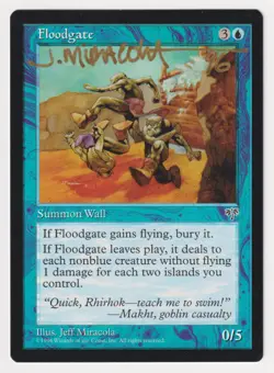 Gold Signed Floodgate Proof MP Mirage Artist Jeff Miracola MTG Magic AP Dated 96 - Image 1