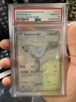 2025 POKEMON WHT EN-WHITE FLARE BLACK WHITE RARE #173 RESHIRAM EX PSA 10 - Image 3