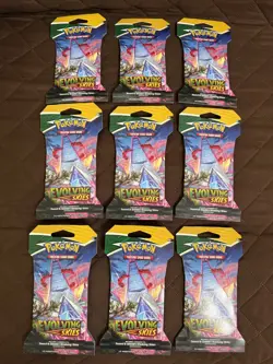 (9) Pokemon Evolving Skies TCG Sleeved Booster Pack Brand New Factory Sealed - Image 1