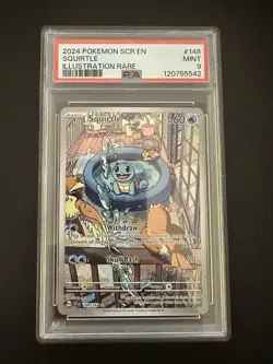 Pokemon TCG Squirtle Illustration Rare Card 148/142 PSA 9 Stellar Crown 2024 - Image 1