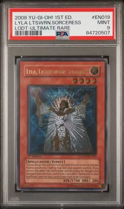 Lyla, Lightsworn Sorceress Yugioh 2008 LODT-EN019 Ultimate Rare 1st PSA 9 - Image 1