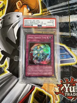 YUGIOH - PSA 10 2003 Spell Shield Type-8 MFC-043 Super Rare 1st Edition - Image 1
