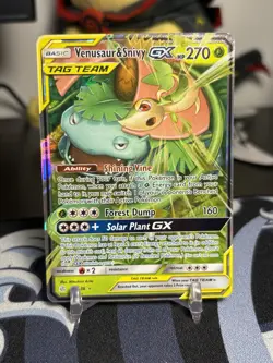 Pokemon TCG Venusaur & Snivy GX Card 1/236 Tag Team Cosmic Eclipse - Image 1