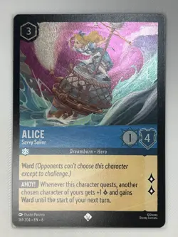 Alice Savvy Sailor 161/204 Super Rare Lorcana Azurite Sea Non-Foil TCG Card - Image 1