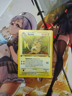 Pokemon Fossil Set Raichu First Edition Holo Card 14/62 MP Condition - Image 1