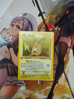 Pokemon Fossil Set Raichu First Edition Holo Card 14/62 MP Condition - Image 2