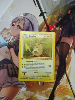 Pokemon Fossil Set Raichu First Edition Holo Card 14/62 MP Condition - Image 3