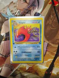 Kingler Pokemon 1999 Fossil Base Set Uncommon Card 38/62 First Edition - Image 1