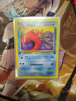 Kingler Pokemon 1999 Fossil Base Set Uncommon Card 38/62 First Edition - Image 2