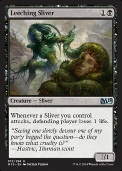 Light Play, English MTG Regular Leeching Sliver Magic 2015 Magic the Gathering - Image 1