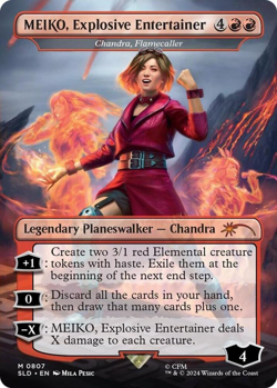 Light Play, English MTG Foil MEIKO, Explosive Entertainer - Chandra, Flamecaller - Image 1