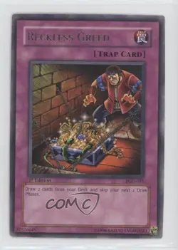 Reckless Greed 1st Ed. YuGiOh Pharaonic Guardian #PGD-051 2003 - Image 1