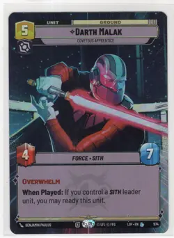 Star Wars Unlimited LotF Hyperspace Foil Legendary Card LOF974 Darth Malak - Image 1